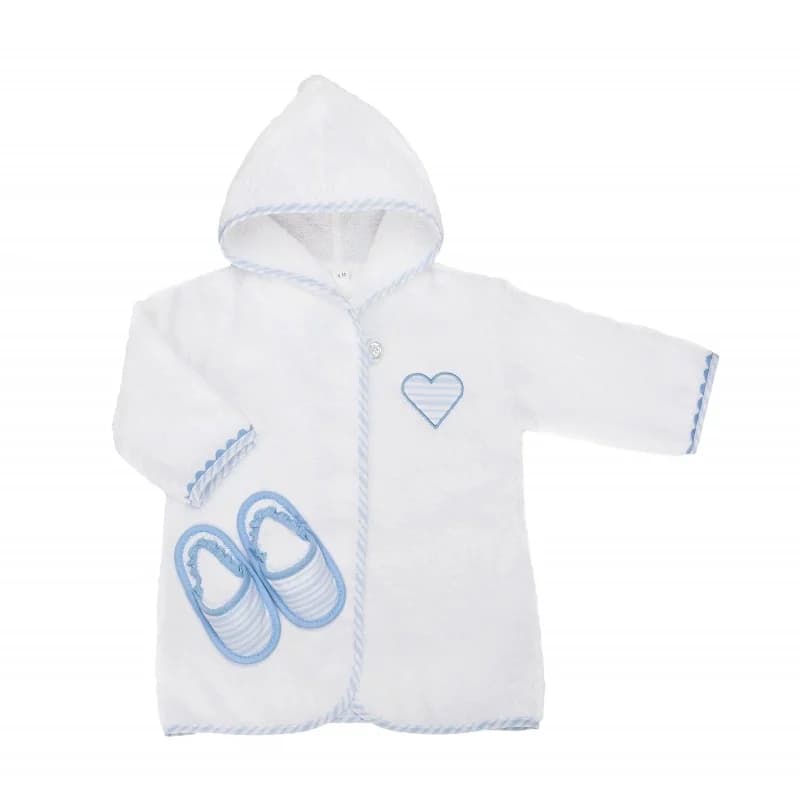 Peignoir personnalisable et ses chaussons 100 % coton bio lasarito - 0-6 mois bleu