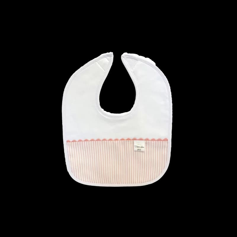 Bavoir Ă rayures en coton rose