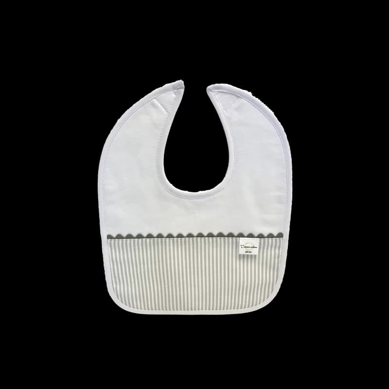 Bavoir Ă rayures en coton gris