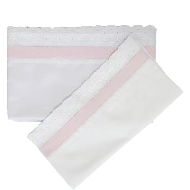 Draps en coton et sa taie d'oreiller c comme cadeau rose