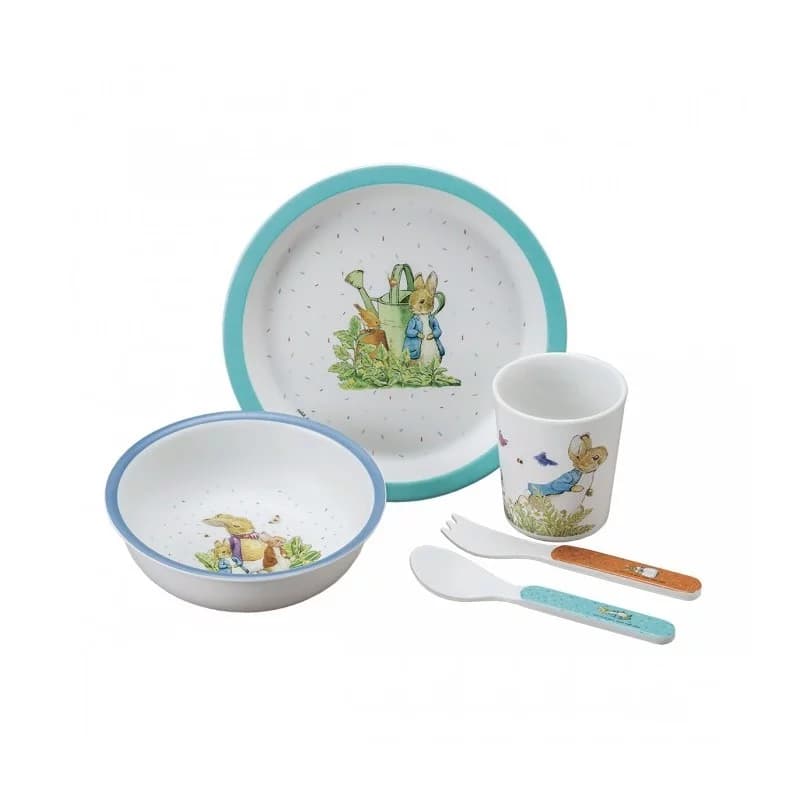 Pierre lapin - coffret repas 5 pièces bleu