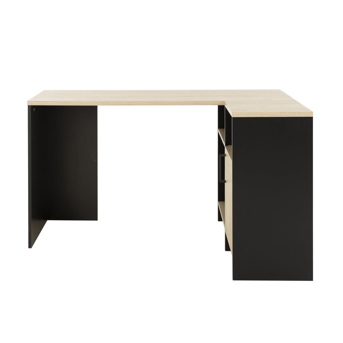 Bureau d'angle industriel Liverpool - Fabrication Française - Couleur : Noir - Panneaux de particules - Calicosy