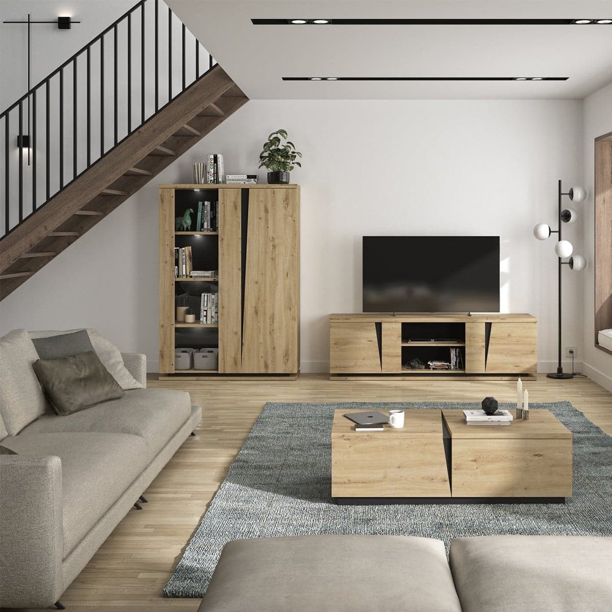 Vaisselier 2 portes Crack avec éclairage - Fabrication Française - Calicosy