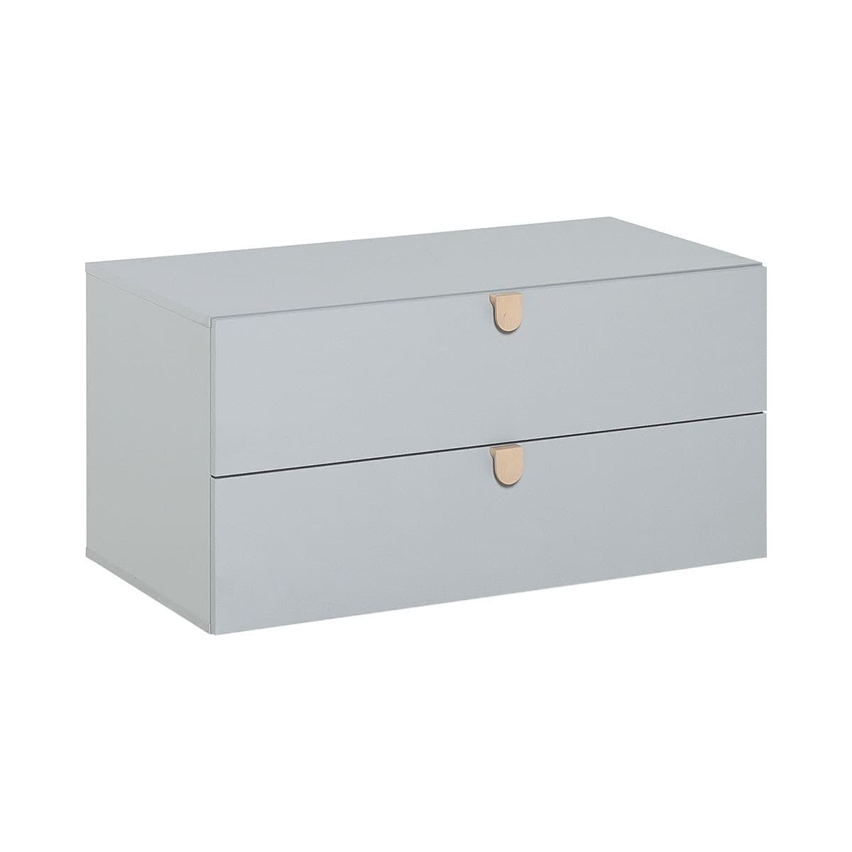 Commode Grise 2 Tiroirs avec Poignées Bois - Stige - Panneaux de particules - Calicosy