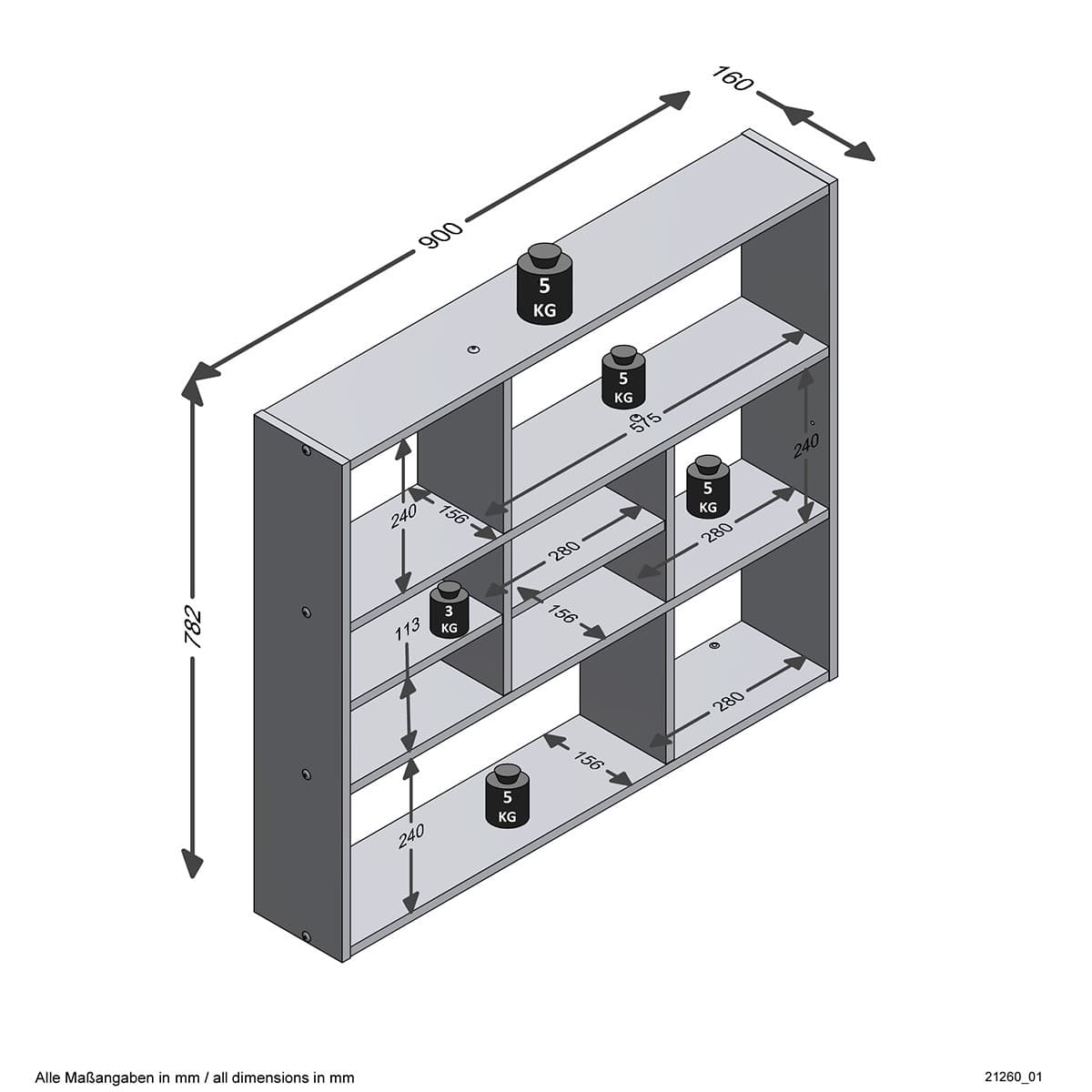 Etagère Murale 9 Compartiments L90 cm - Mika - Calicosy