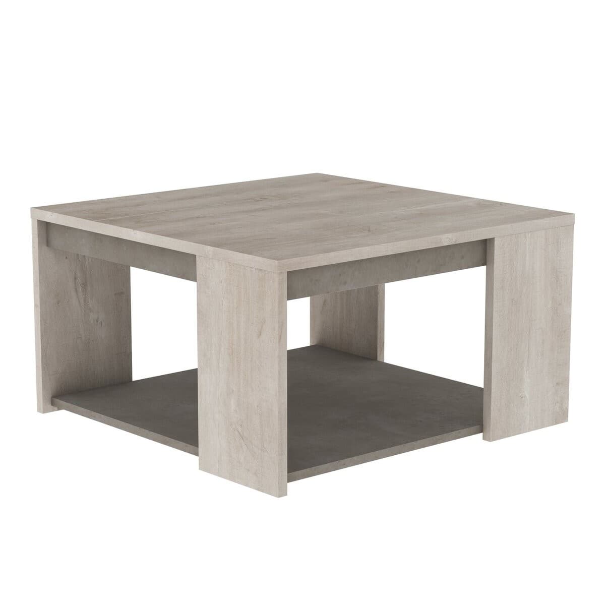Table Basse Carrée L80 cm - Décor chêne et béton - Antibes - Panneaux de particules - Calicosy