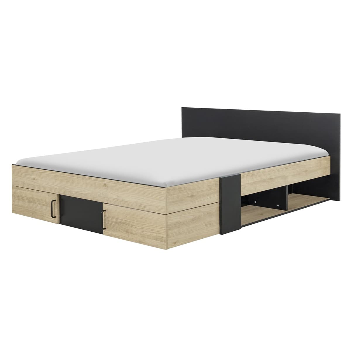 Lit avec Rangements 160x200 cm - Swive - Panneaux de particules - Calicosy
