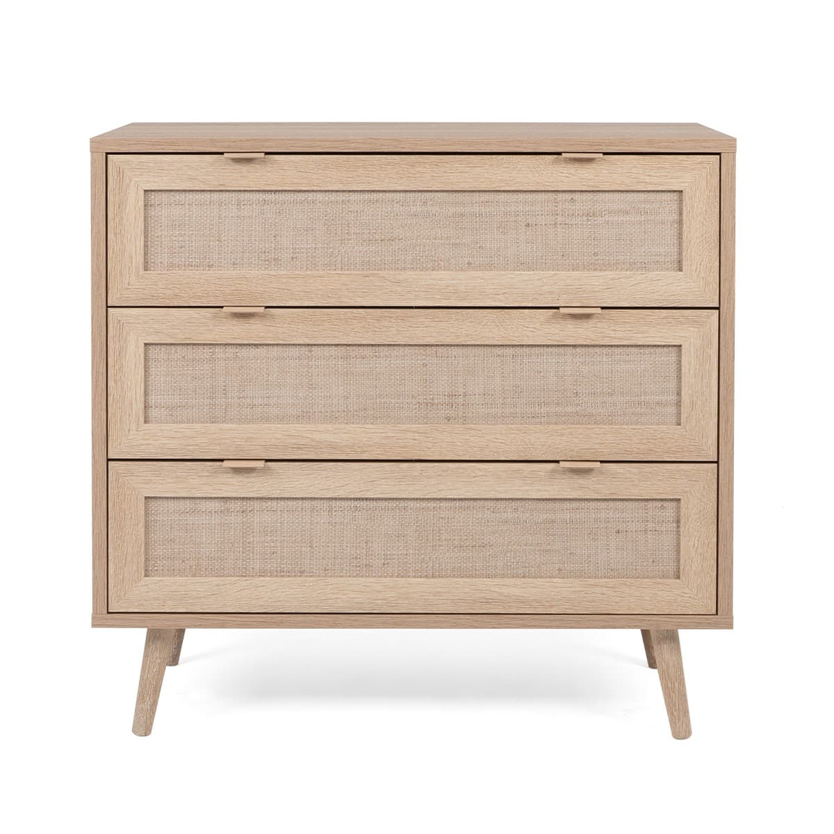 Commode 3 Tiroirs L80 cm - Impression Rotin - BALI - Panneaux de particules - Calicosy