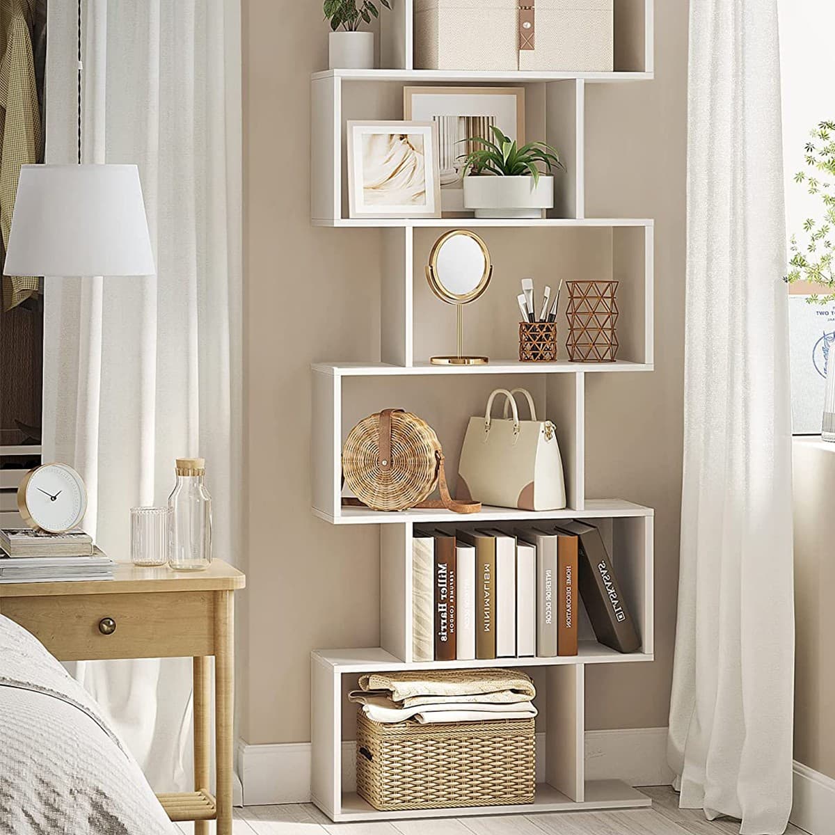 BibliothĂšque blanche Ă 6 niveaux - L70 x H190,5 cm - Calicosy