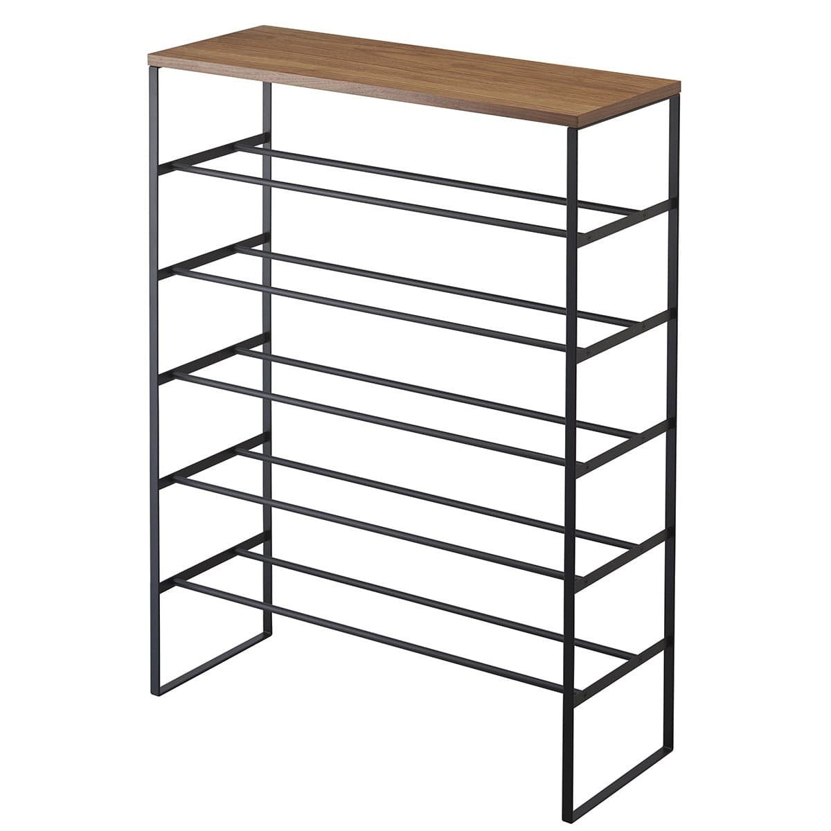 Etagère à Chaussures 5 Niveaux Bois et Métal Noir Tower - L66 cm - Acier - Calicosy