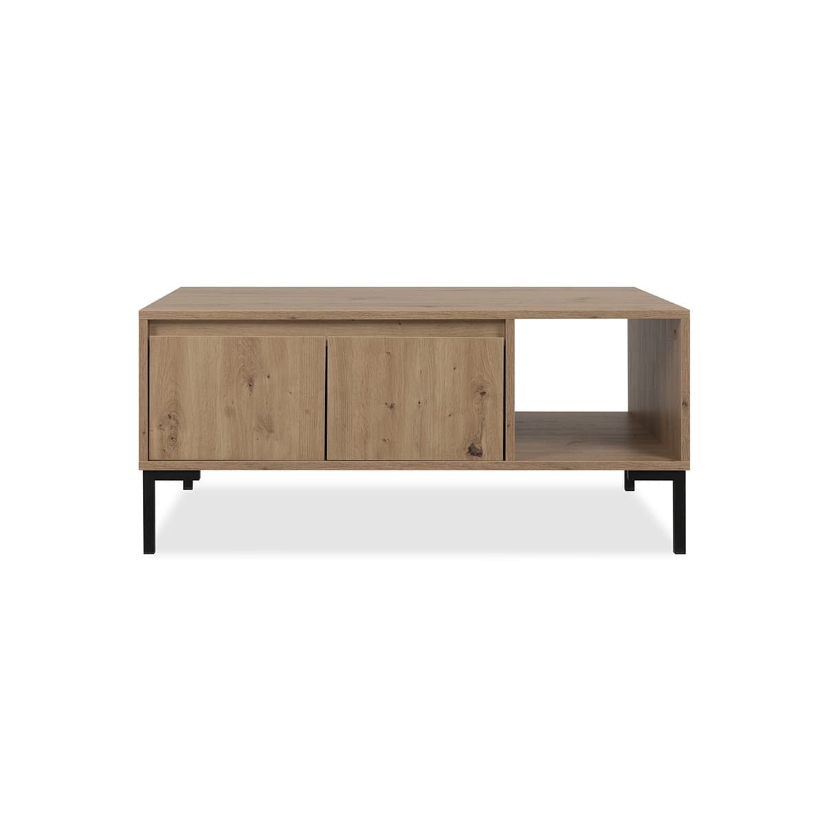 Table Basse 2 Portes 1 Niche L100 cm - PLOCK - Panneaux de particules - Calicosy