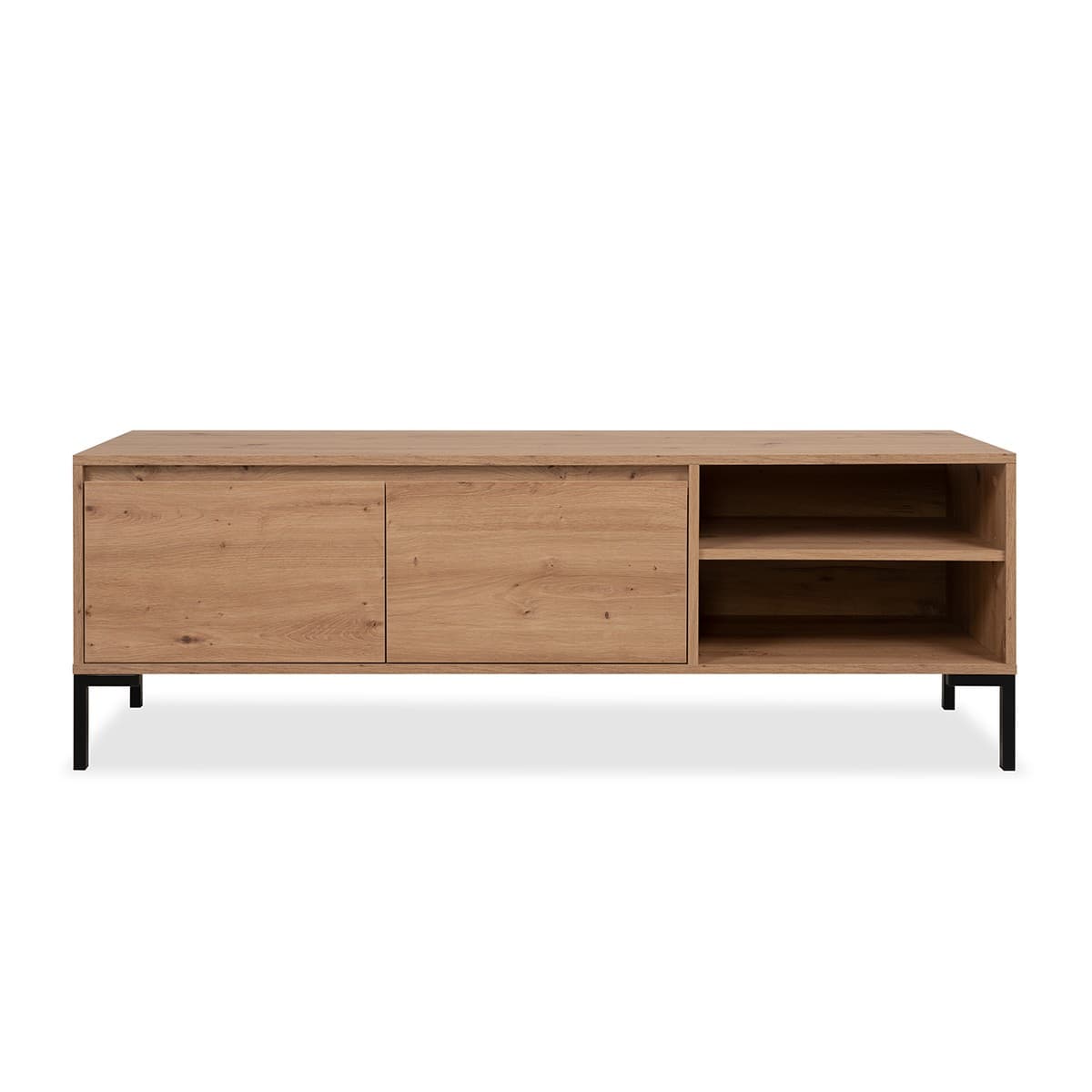 Meuble TV 2 Abattants 2 Niches L150 cm - PLOCK - Panneaux de particules - Calicosy