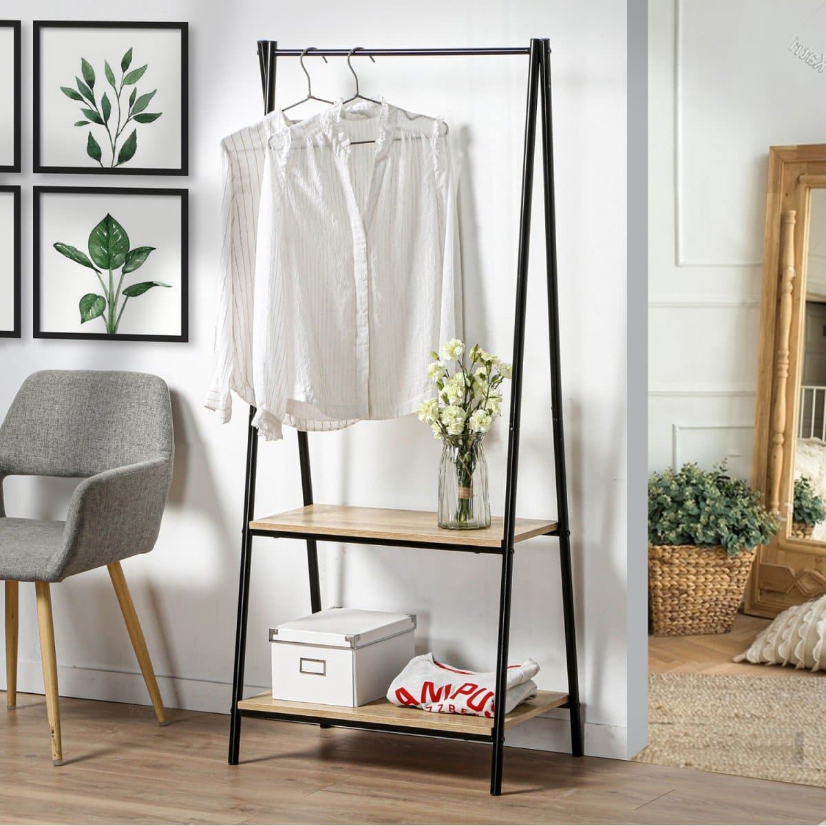 Portant 2 ĂtagĂšres Style Industriel - Calicosy