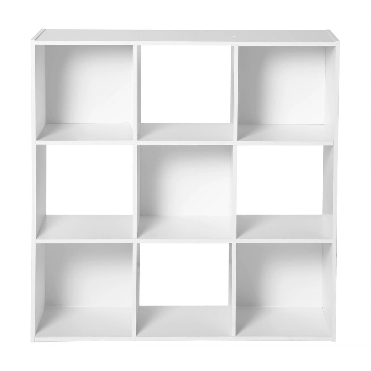 Etagère de rangement 9 cases - Couleur : Blanc - Panneaux de particules - Calicosy
