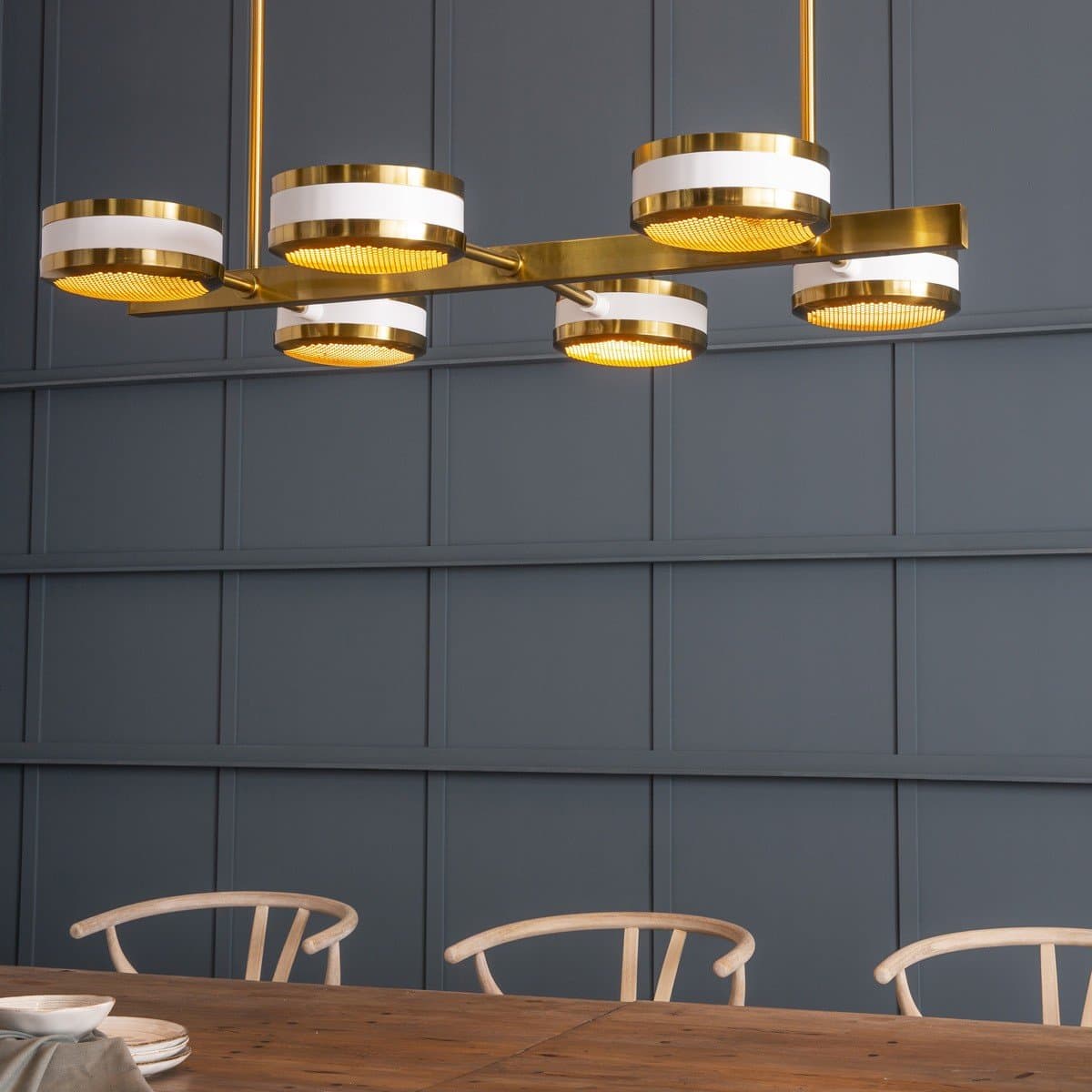 Lustre en métal blanc et doré SONIK - Calicosy