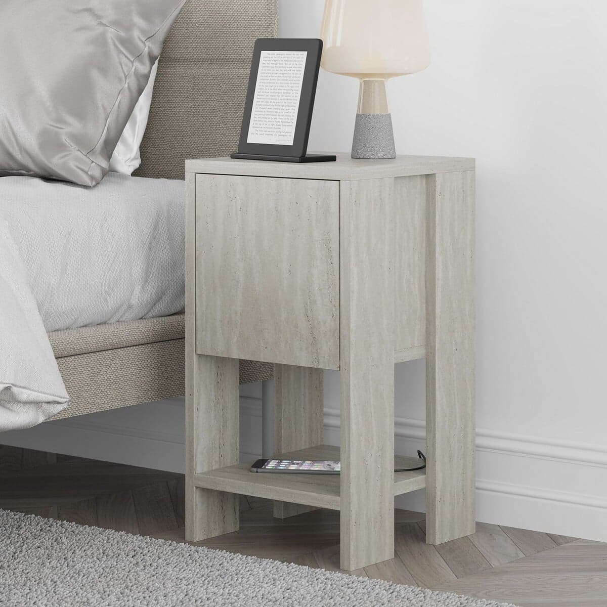 Table de chevet 1 porte rabattable H55 cm - EMA - Calicosy