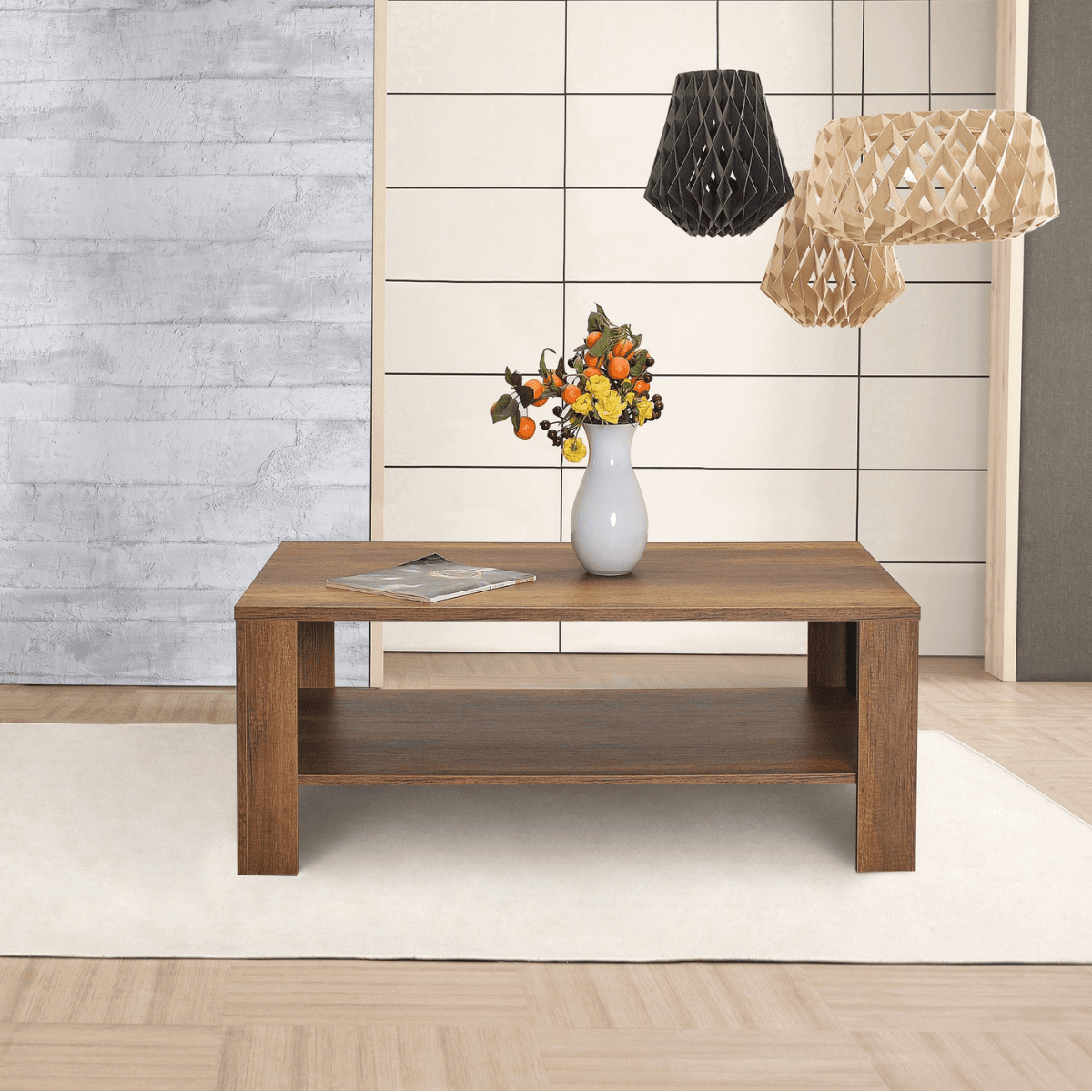 Table basse 1 étagÚre L110 cm - EVA - Calicosy