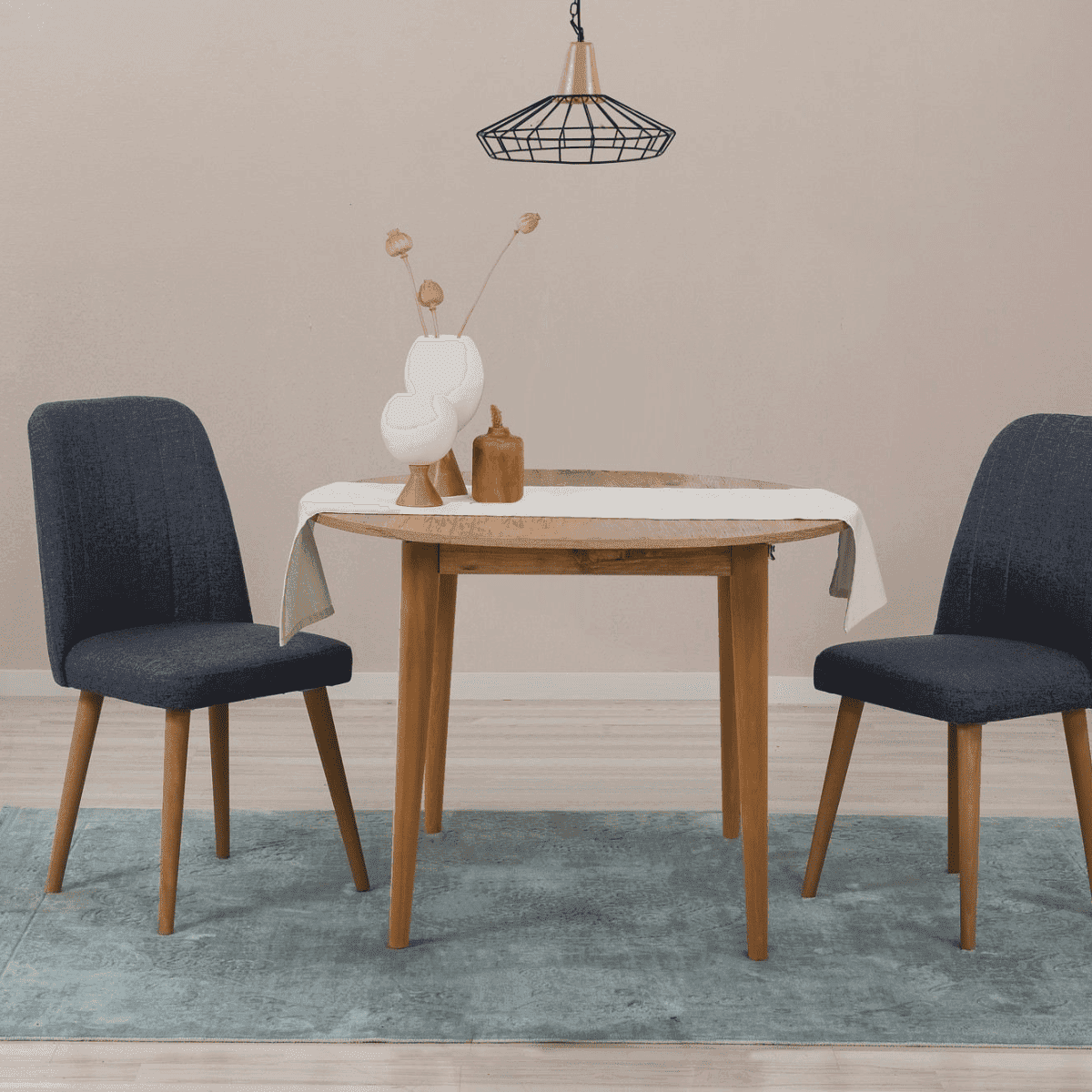 Table extensible 4 personnes avec pieds bois massif VINA - Calicosy