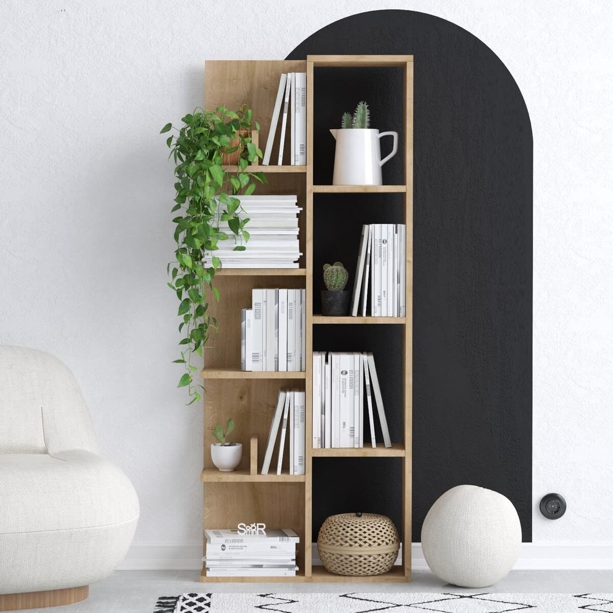BibliothÚque 4 niches et 4 étagÚres H150 cm - LILY - Calicosy