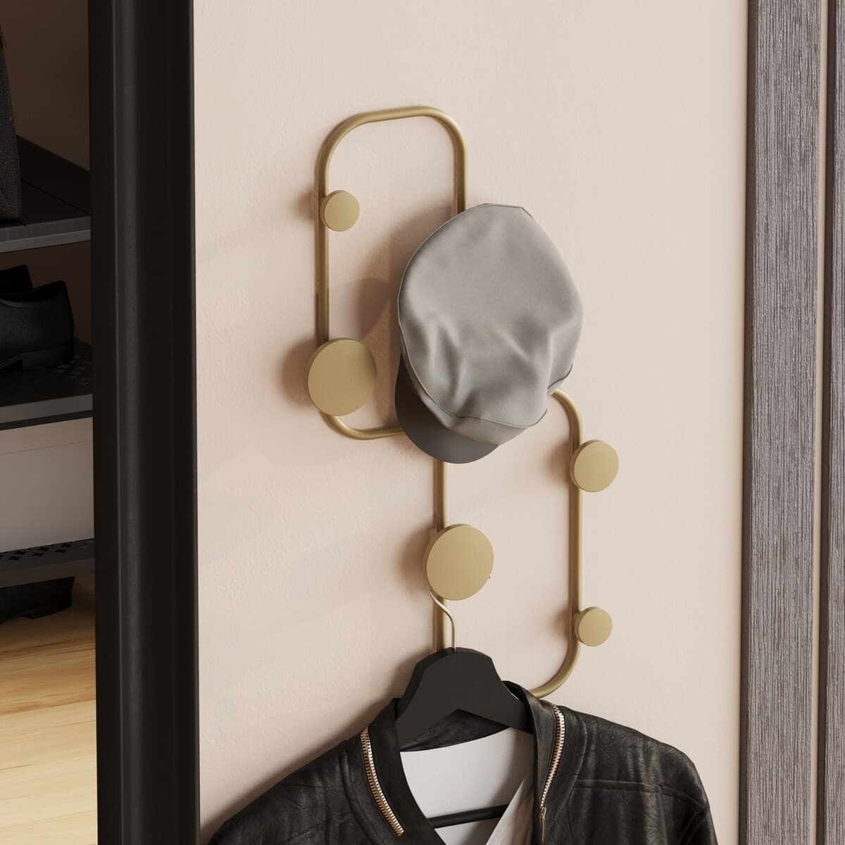 Porte manteaux mural design organique avec 5 patÚres en métal noir H48 cm - LADYBUG - Calicosy