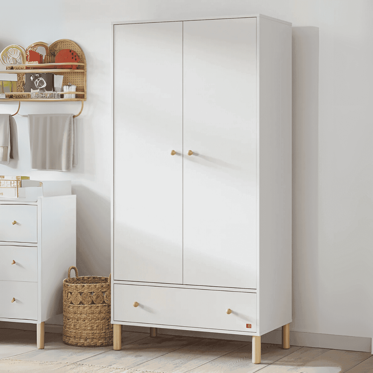 Armoire 2 portes et 1 tiroir H185 cm - Tela - Calicosy