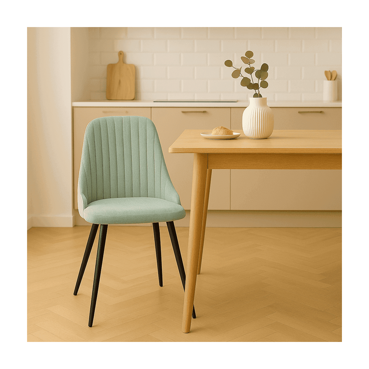 Lot de 2 chaises pivotantes en tissu avec pieds en métal noir L50 cm - ELMA - Calicosy