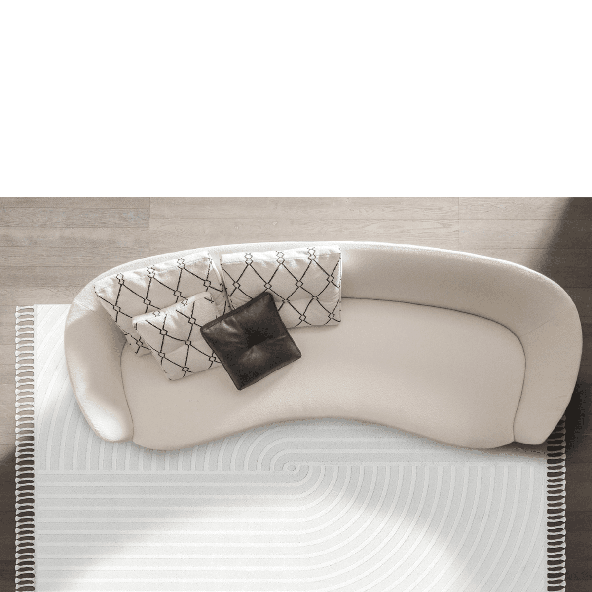 Tapis rectangulaire crème à motifs abstraits creusés - MALTA - Calicosy