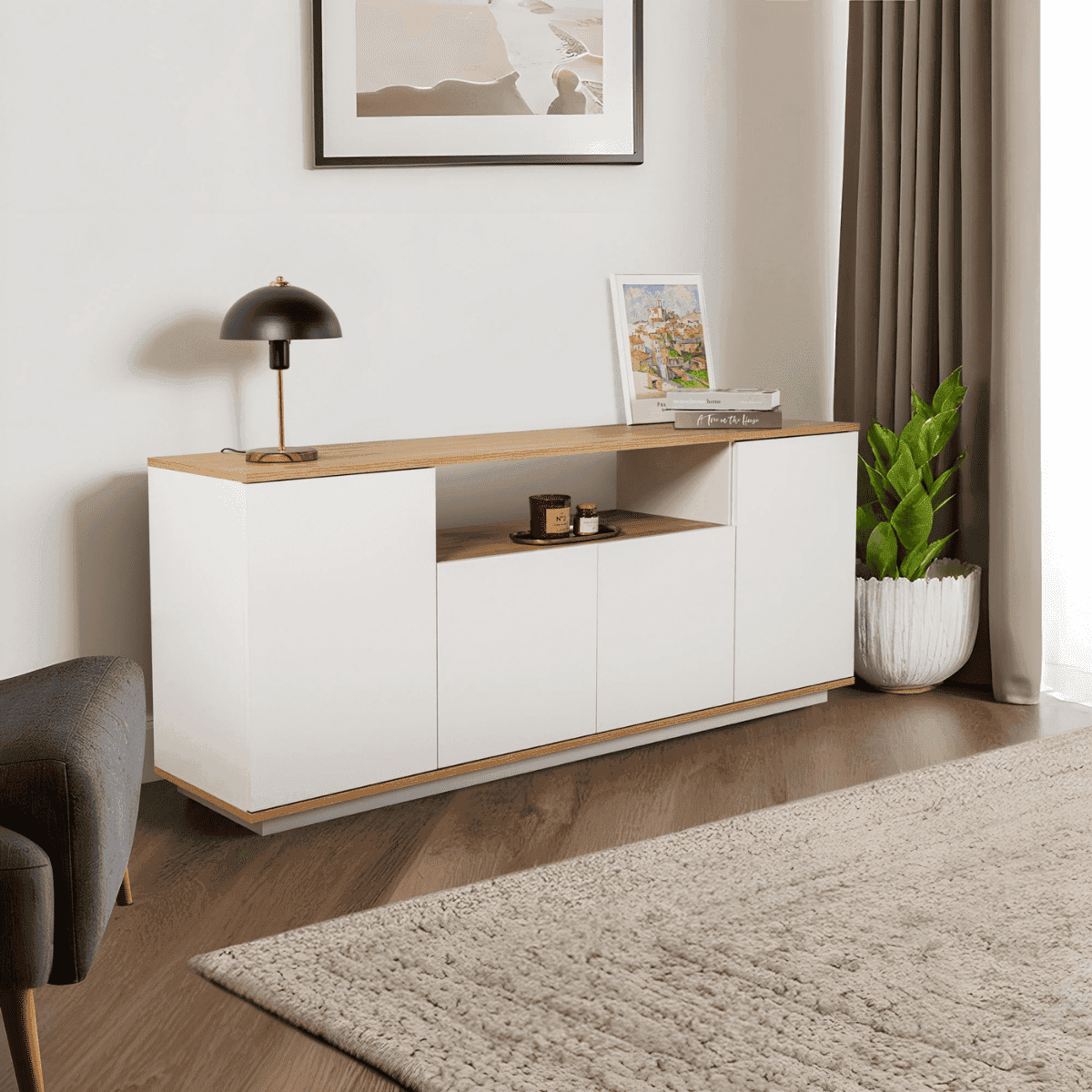 Buffet 4 portes et 1 niche centrale L180 cm - ARISTA - Calicosy