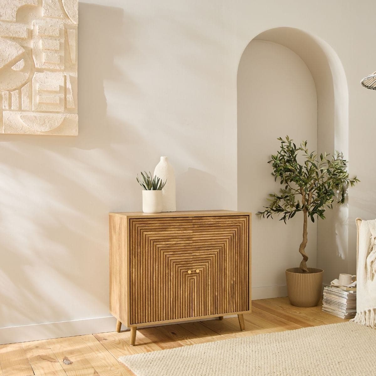 Buffet 2 portes façades lamellées EDEN - Calicosy