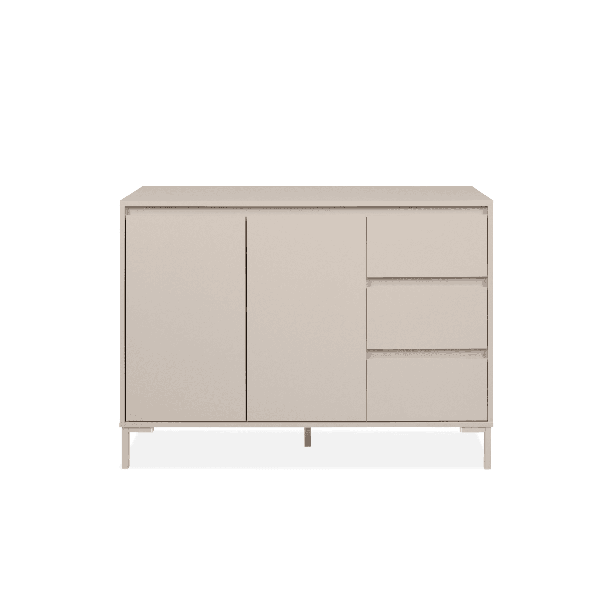 Buffet 2 portes et 3 tiroirs couleur cachemire L120 cm - NERIO - Panneaux de particules - Calicosy