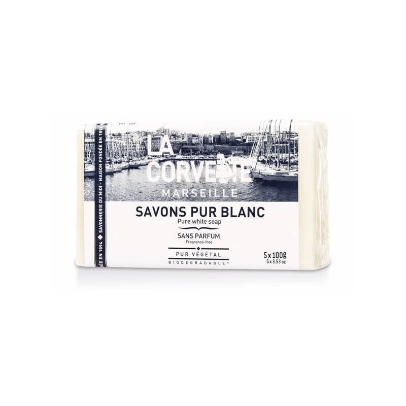 Lot de savons de marseille blanc (5x100g) 1 paquet(s) de 5 pièce(s) lot de savons de marseille blanc (5x100g) - la corvette
