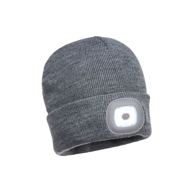 Bonnet beanie à led gris 100 - 200 g polyester bonnet tu 0 1 pièce(s) bonnets beanie gris avec led - portwest