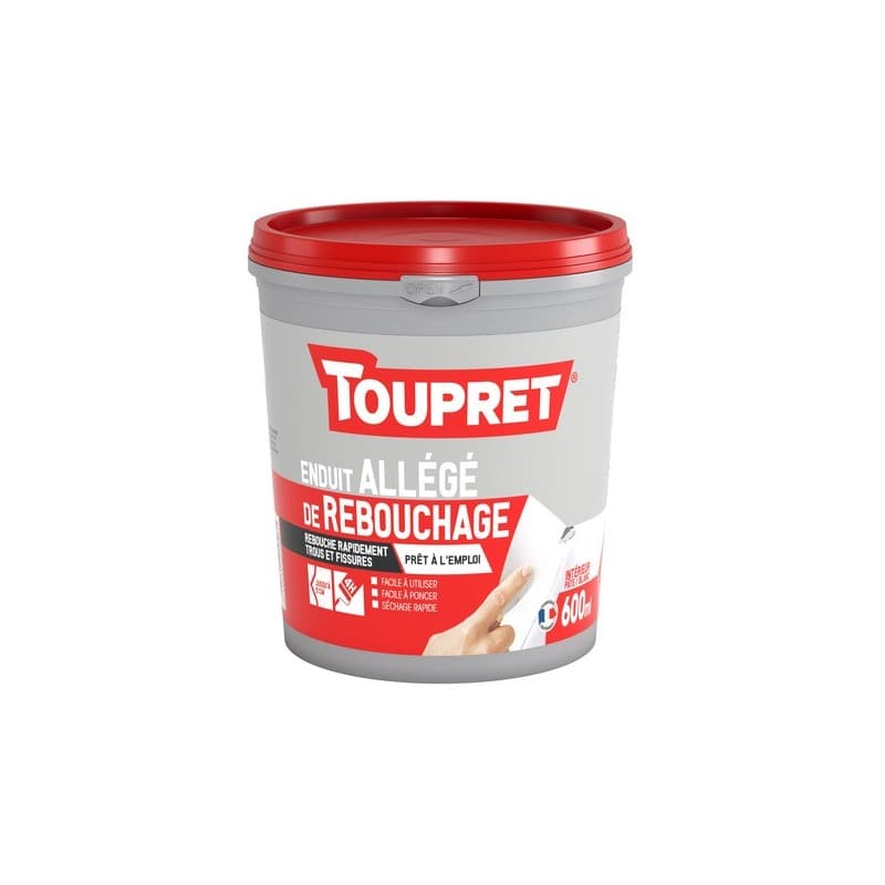 Enduit allégé de rebouchage en pùte 1 heure(s) 1 pot(s) de 600 millilitre(s) pùte rebouchage multisupport enduit allégé de rebouchage en pùte 0.6 kg -