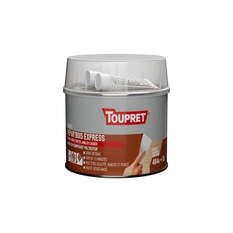 Enduit repar'bois express en pĂąte 2 heure(s) 1 pot(s) de 500 gramme(s) pĂąte rebouchage bois, multisupport enduit repar'bois express en pĂąte 0.5 kg - t