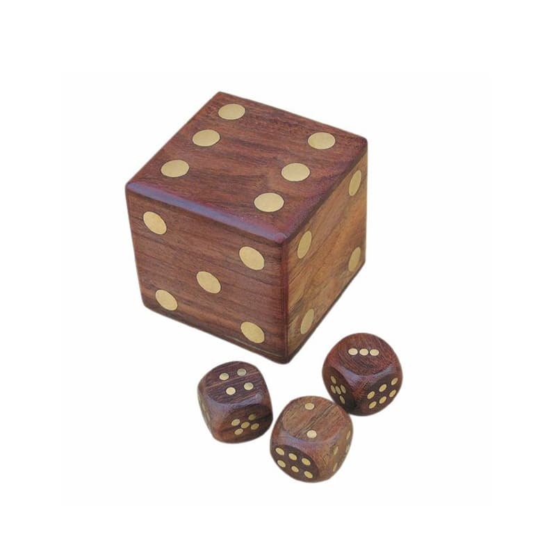 Coffret de dés "Dé" en bois et laiton