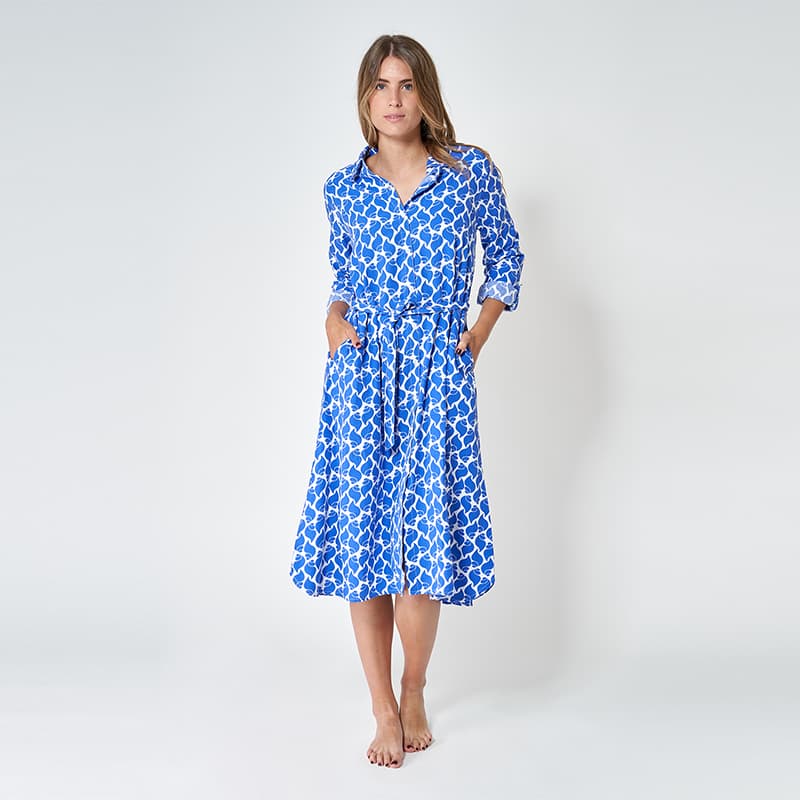 Robe chemise longue BATELA Coquillages A1971 46 SHL Shell