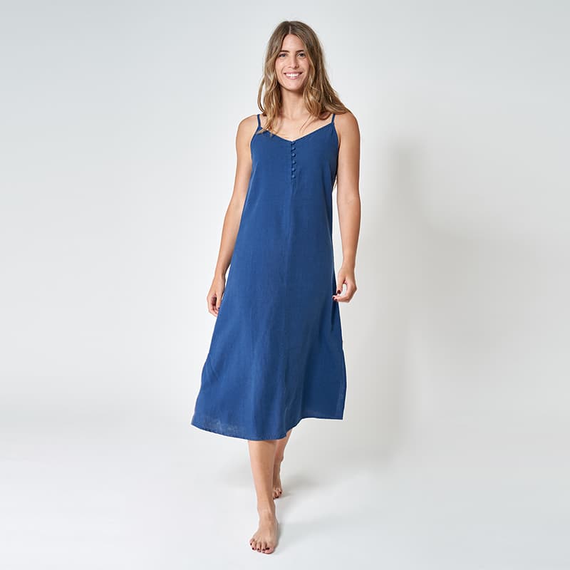 Robe longue unie à bretelles BATELA A1975 40 DD Dark Denim