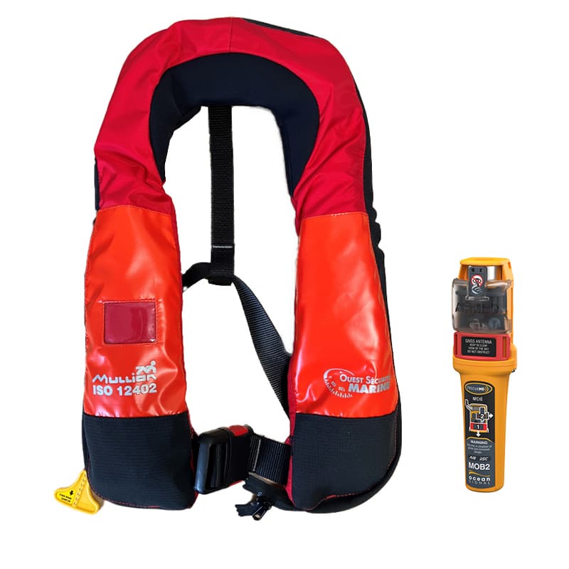 Gilet Auto MULLION 150N ISO + Balise AIS OCEAN SIGNAL MOB2