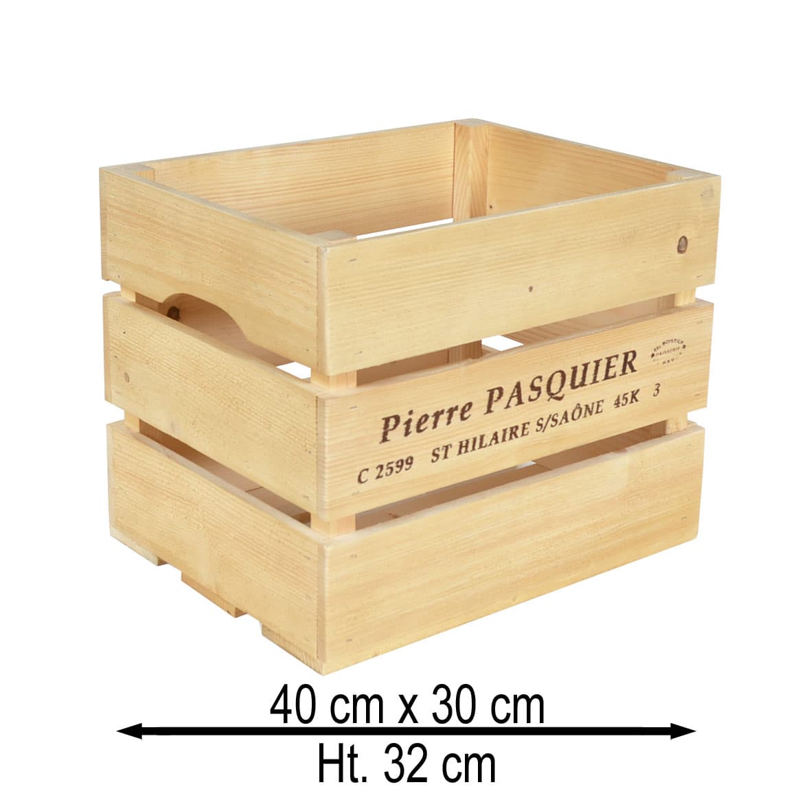 Caisse en bois carré imprimé 40 x 30 x 32 cm