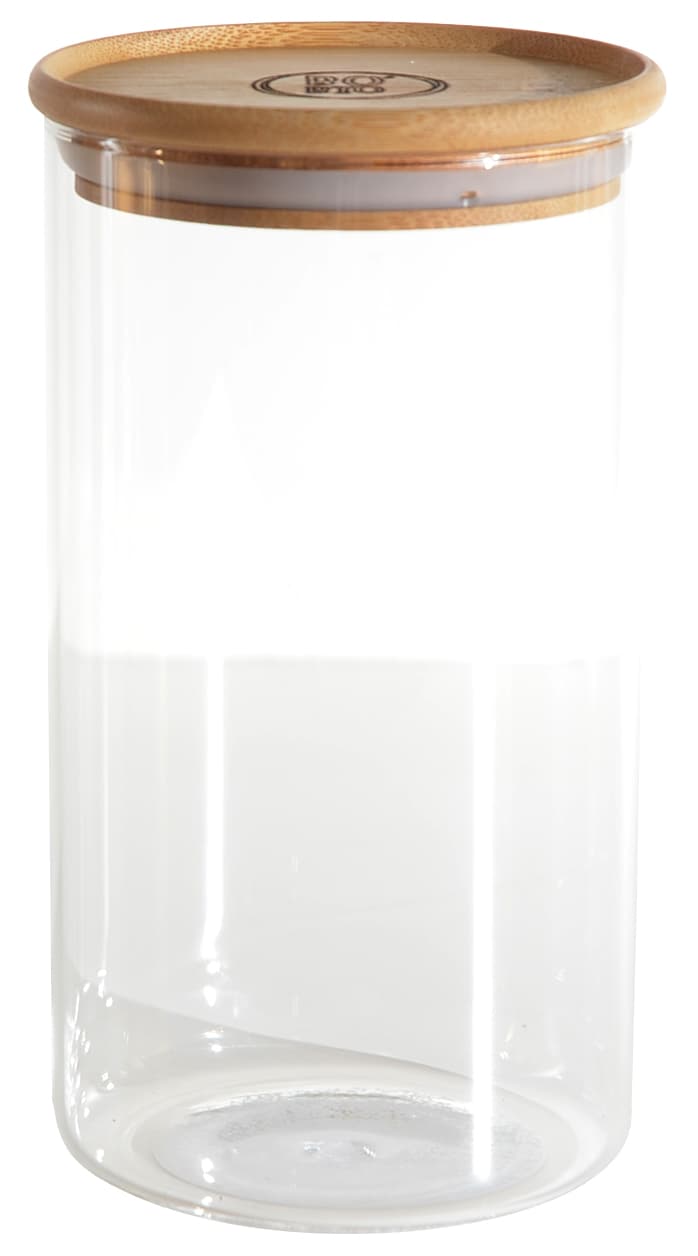 Pot rond 1,1 litre en verre Borosilicaté couvercle bambou