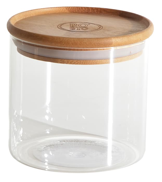 Pot rond 500 ml en verre Borosilicaté couvercle bambou