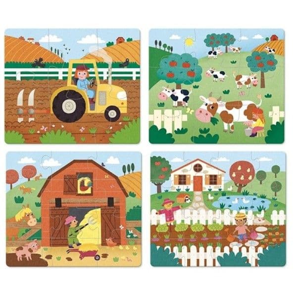 Set 4 Puzzles en bois évolutif 'La Ferme' Vilac® - Jouets puzzle en