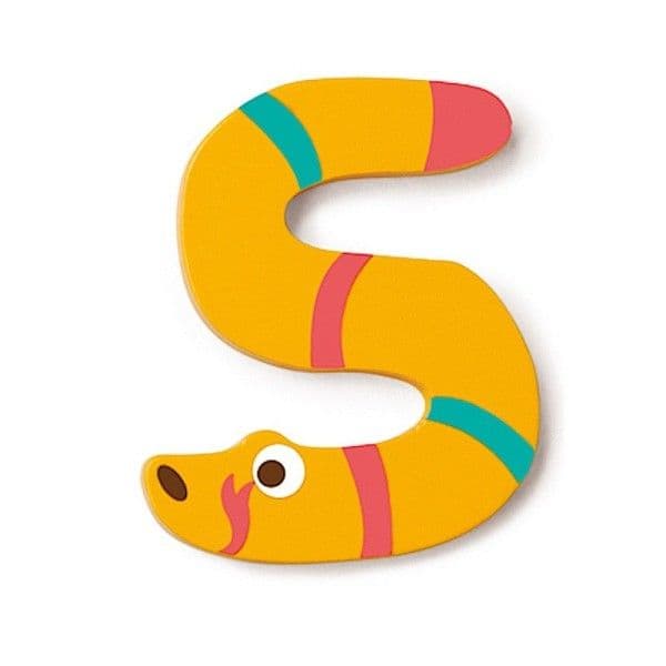 Lettre décorative 'S' en bois Animaux Amusants 6cm Scratch® - Lettre
