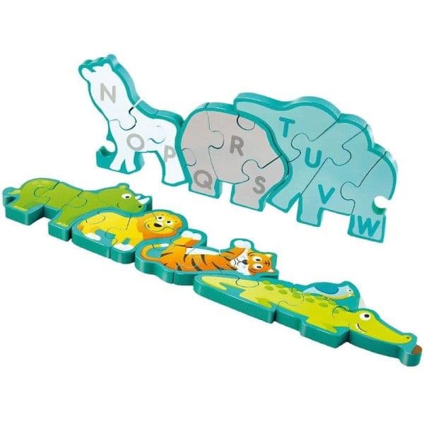 Puzzle en Bois Frise Alphabet Défilé Animaux de la Jungle 70 cm H