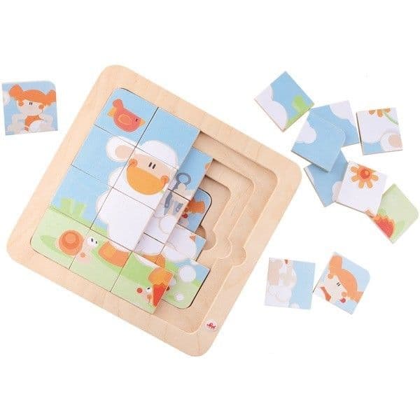 Puzzle Bois 4 en 1 Tonte du Mouton - Jouets en Bois
