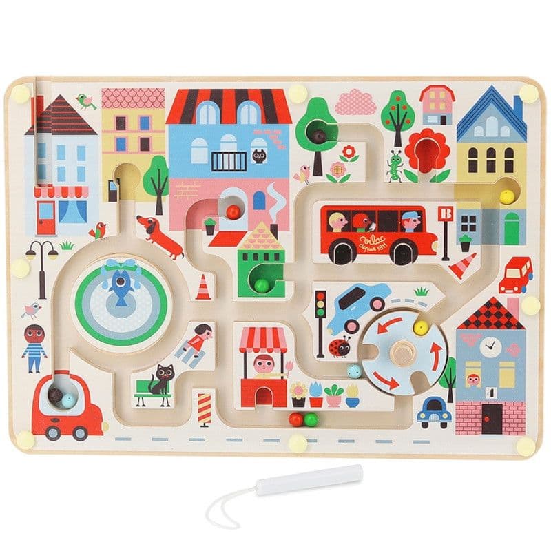 Jeu en bois Labyrinthe magnétique Ma petite Ville Vilac®