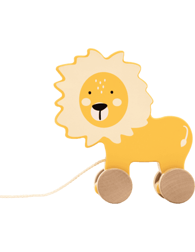 Jouet Ă Tirer Lion en Bois