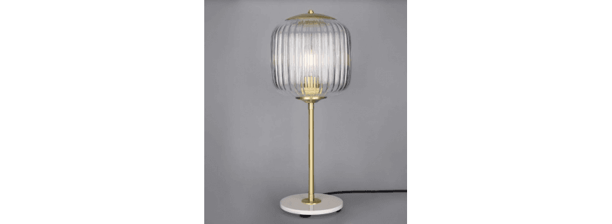 Lampe de table en verre strié et laiton Design Astoria