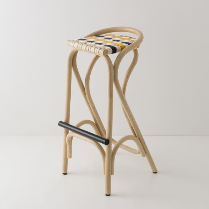 Tabouret de bar en rotin VIRAGE - jaune