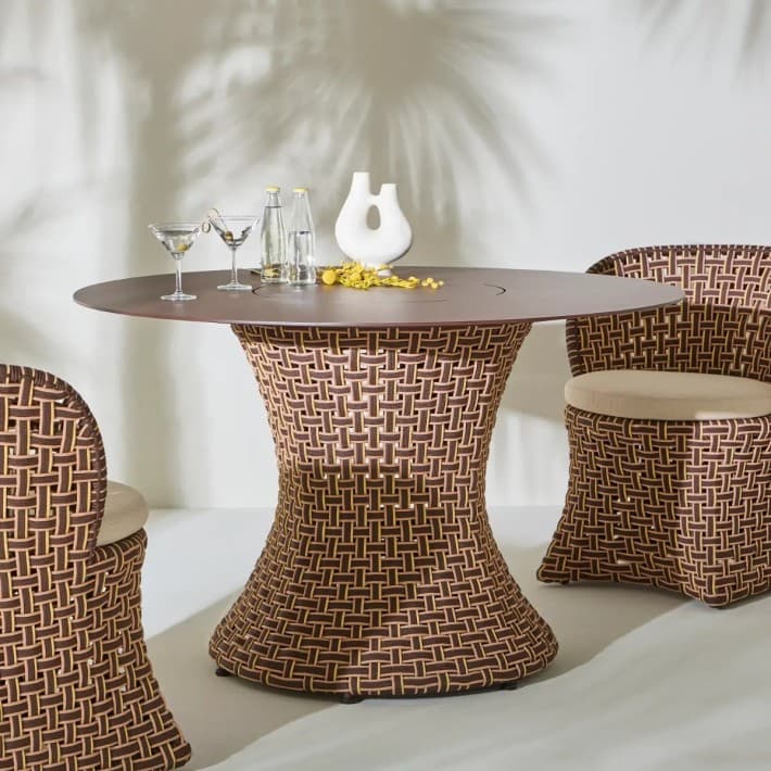 Table de repas ronde diamètre 120 cm TALI en résine outdoor